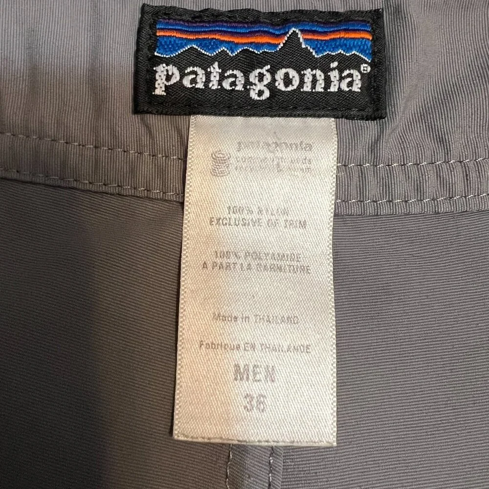 Patagonia Men’s Board Shorts Gray Size 36 – Drawstring Waist Surf Swim Trunks